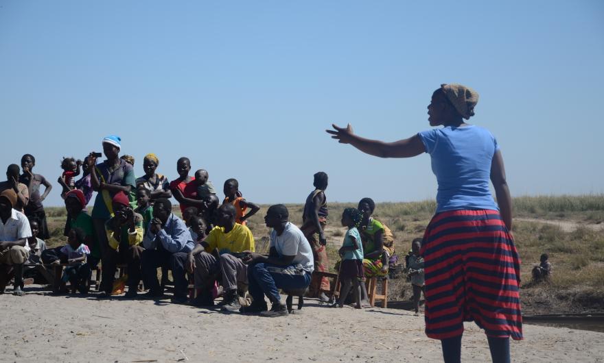 A woman tells a story in Tanzania