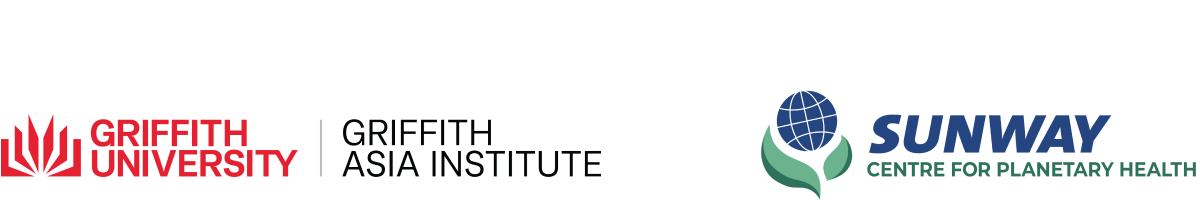 Griffith University, Griffith Asia Institute, logo. Sunway Centre for Planetary Health, logo.